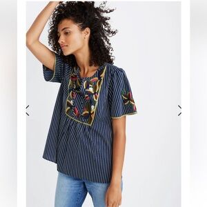 Madewell Embroidered Fable Top Size S